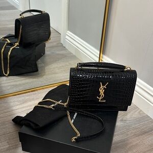 Saint Laurent Monogram Chain Wallet/Crossbody - Black